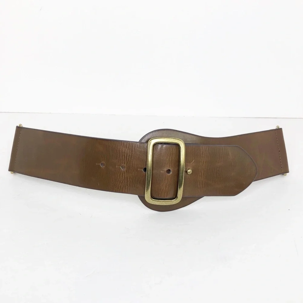 Steven by Steve Madden, brown leather stretch belt
